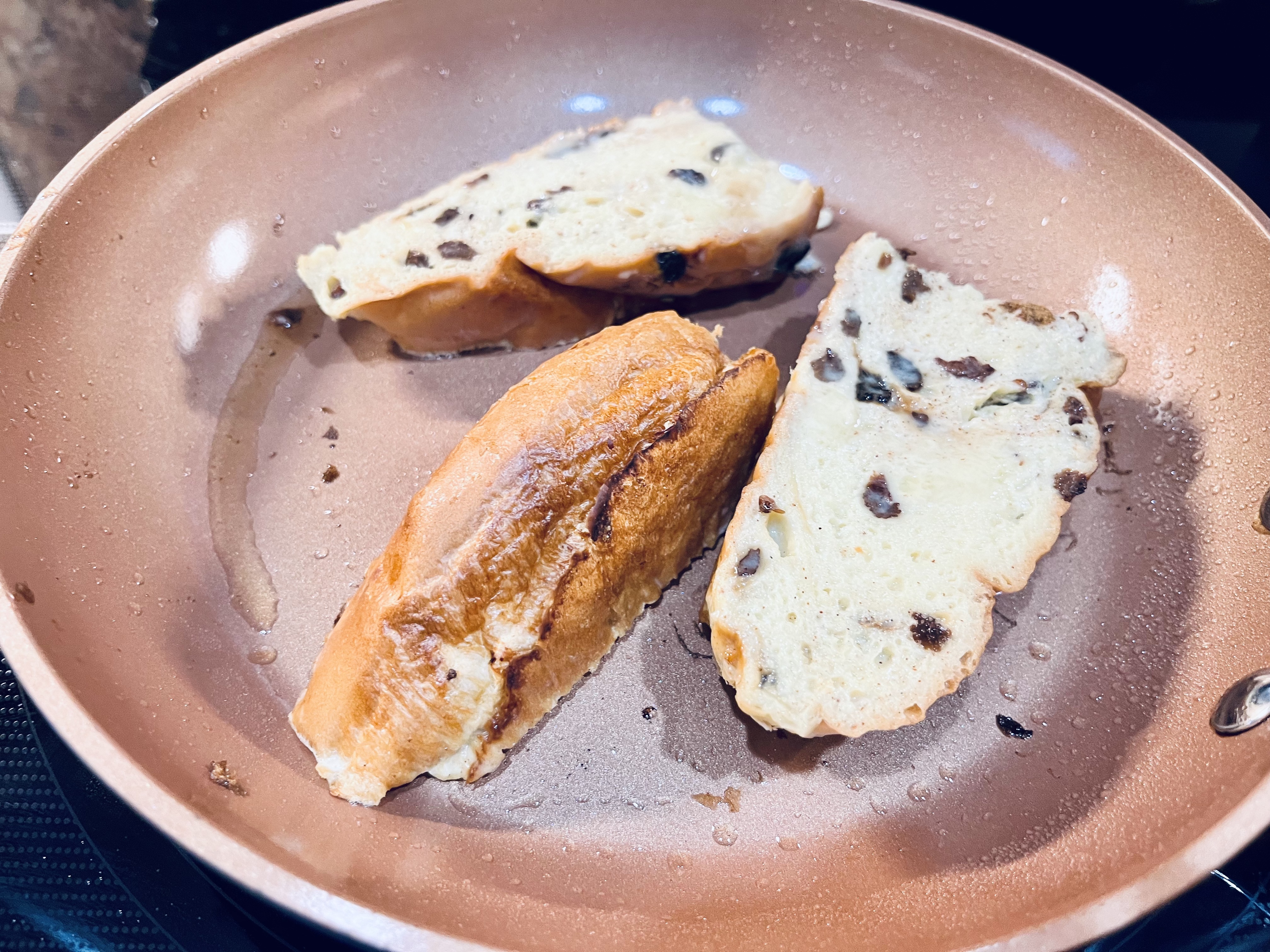 French toast in the pan.
