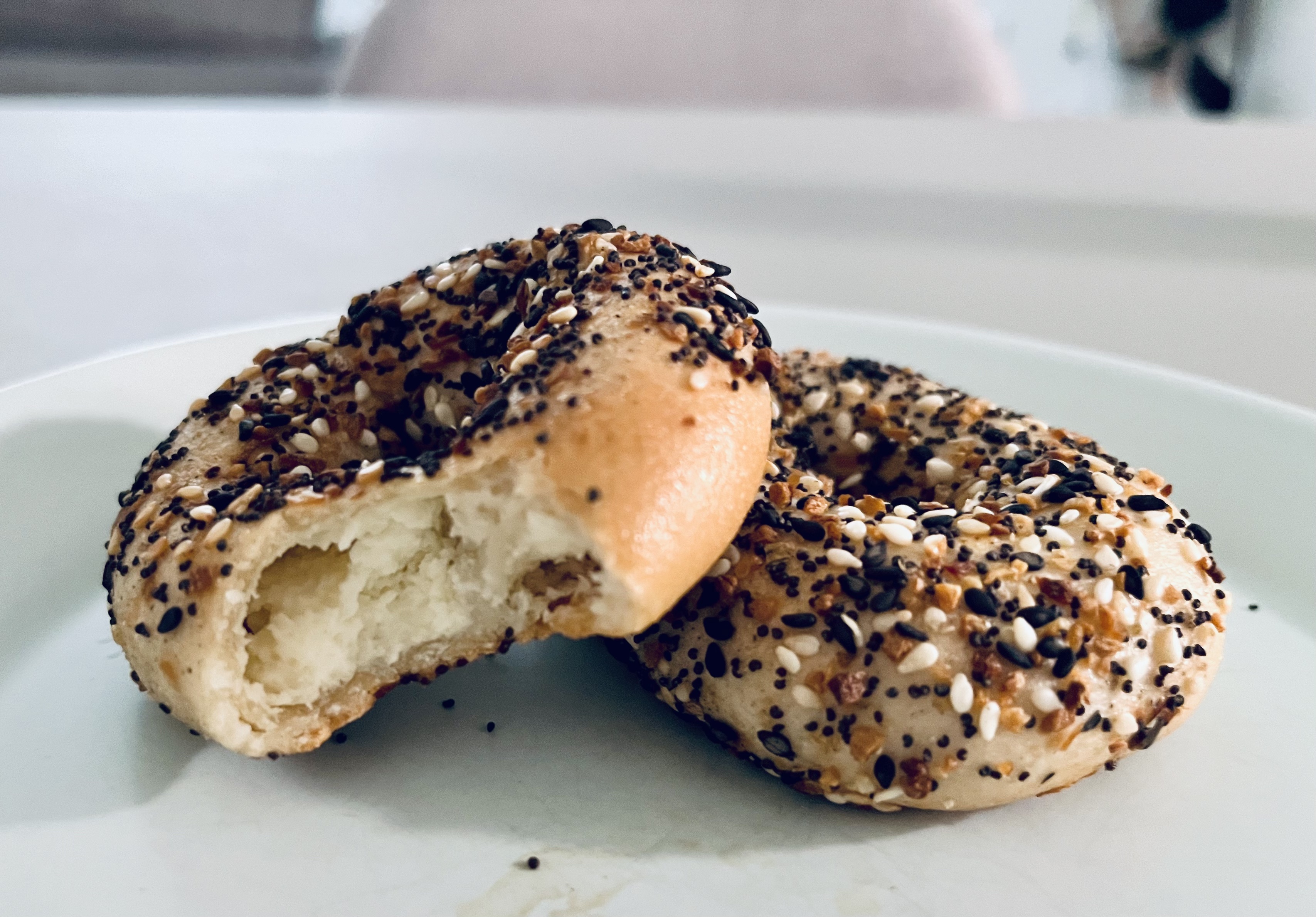 Feel good foods cream cheese stuffed everything mini bagels