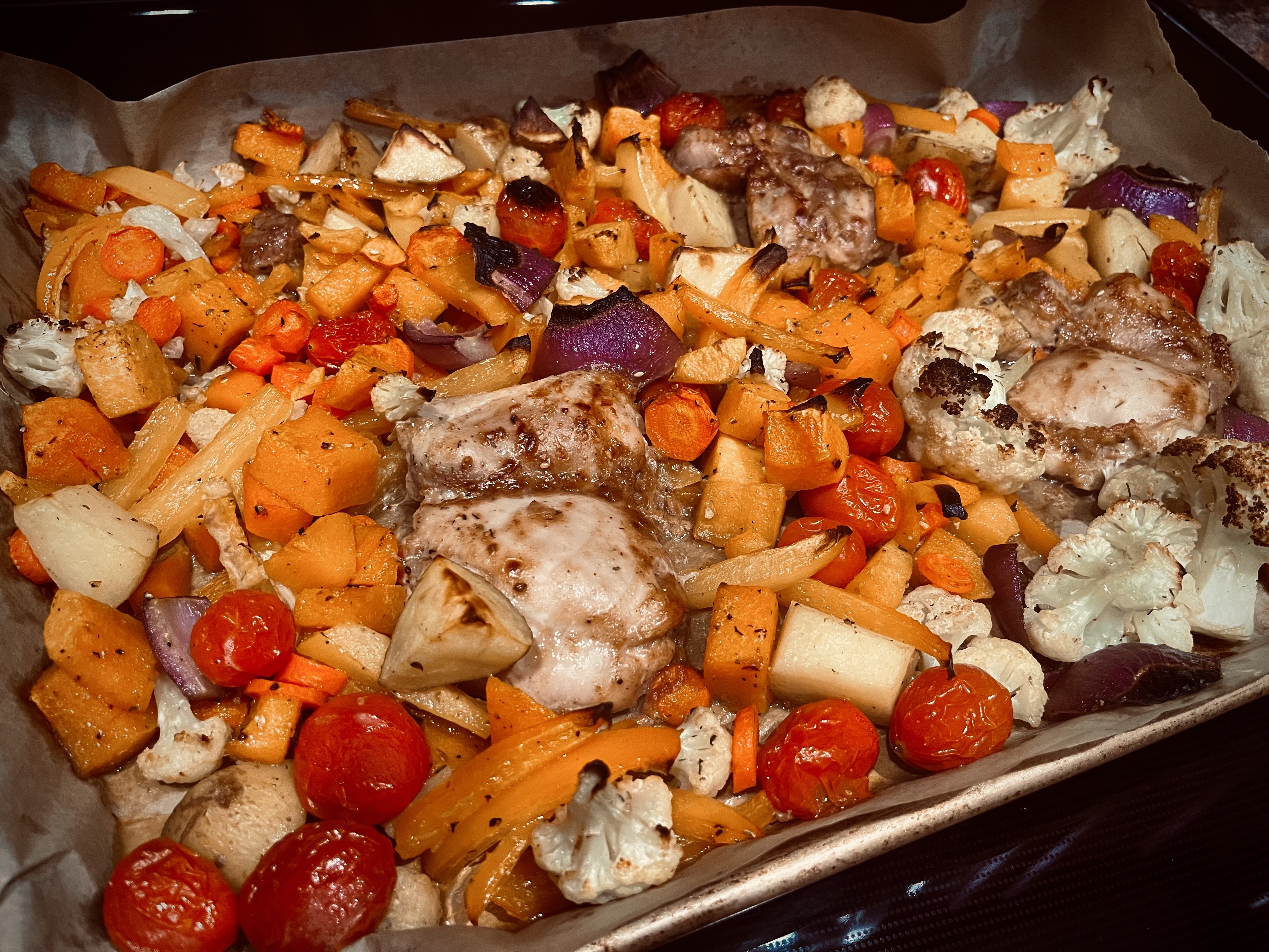 Chicken and vegetable sheet pan