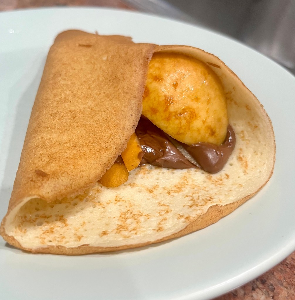 Pancake with Nutella and pear.