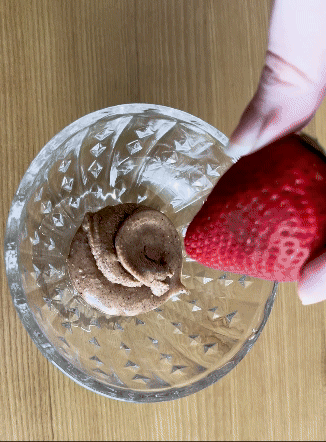 Strawberry dipped in nut butter.