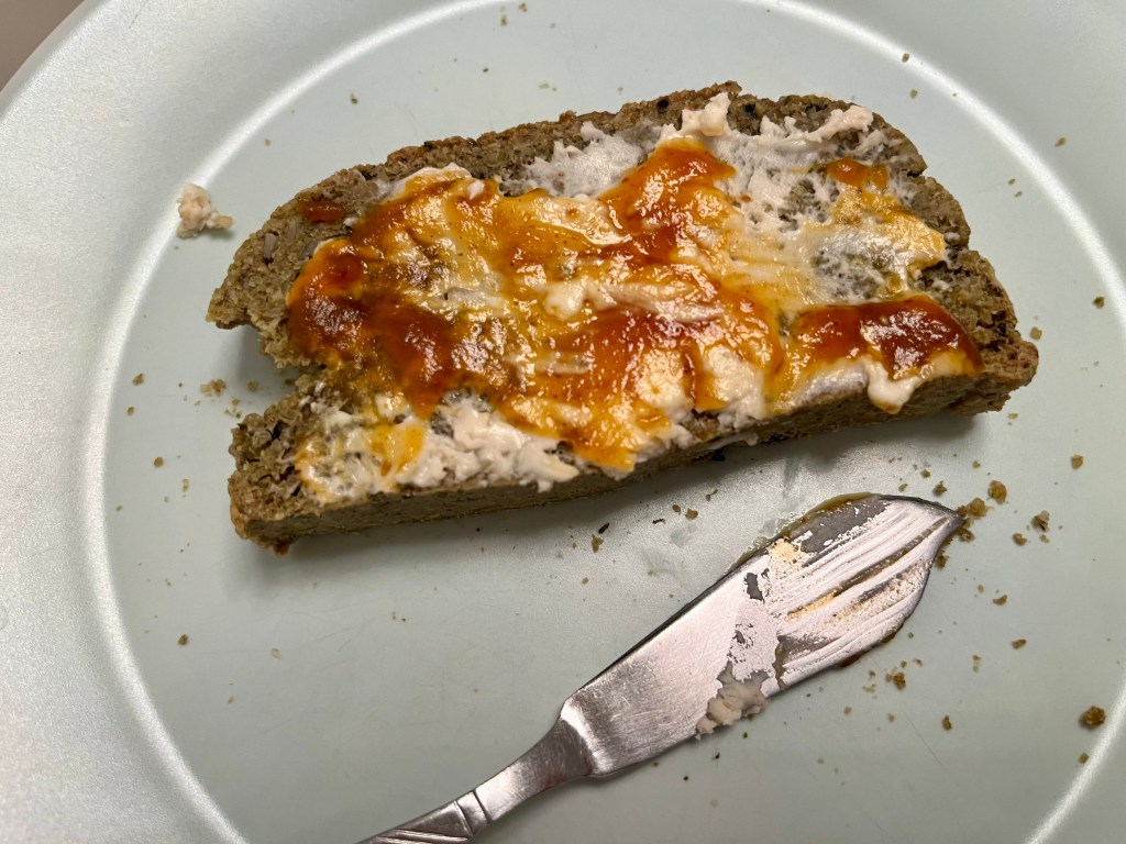Toasted nori bread with goat cheese and pumpkin butter