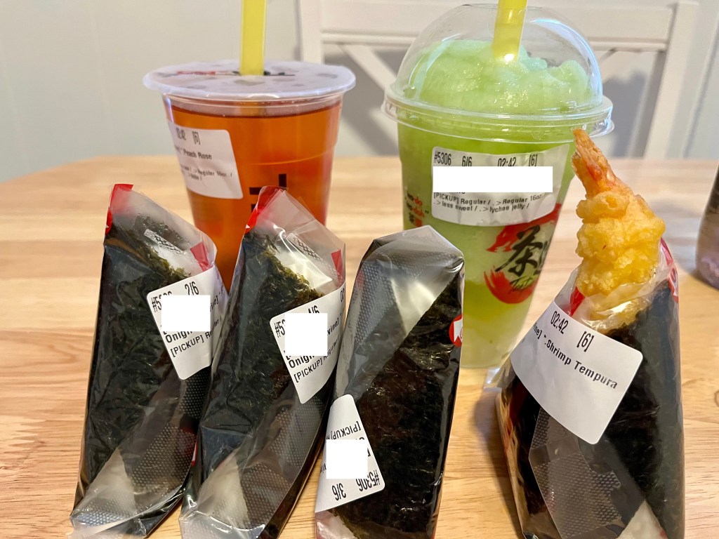 Bubble tea and onigiri