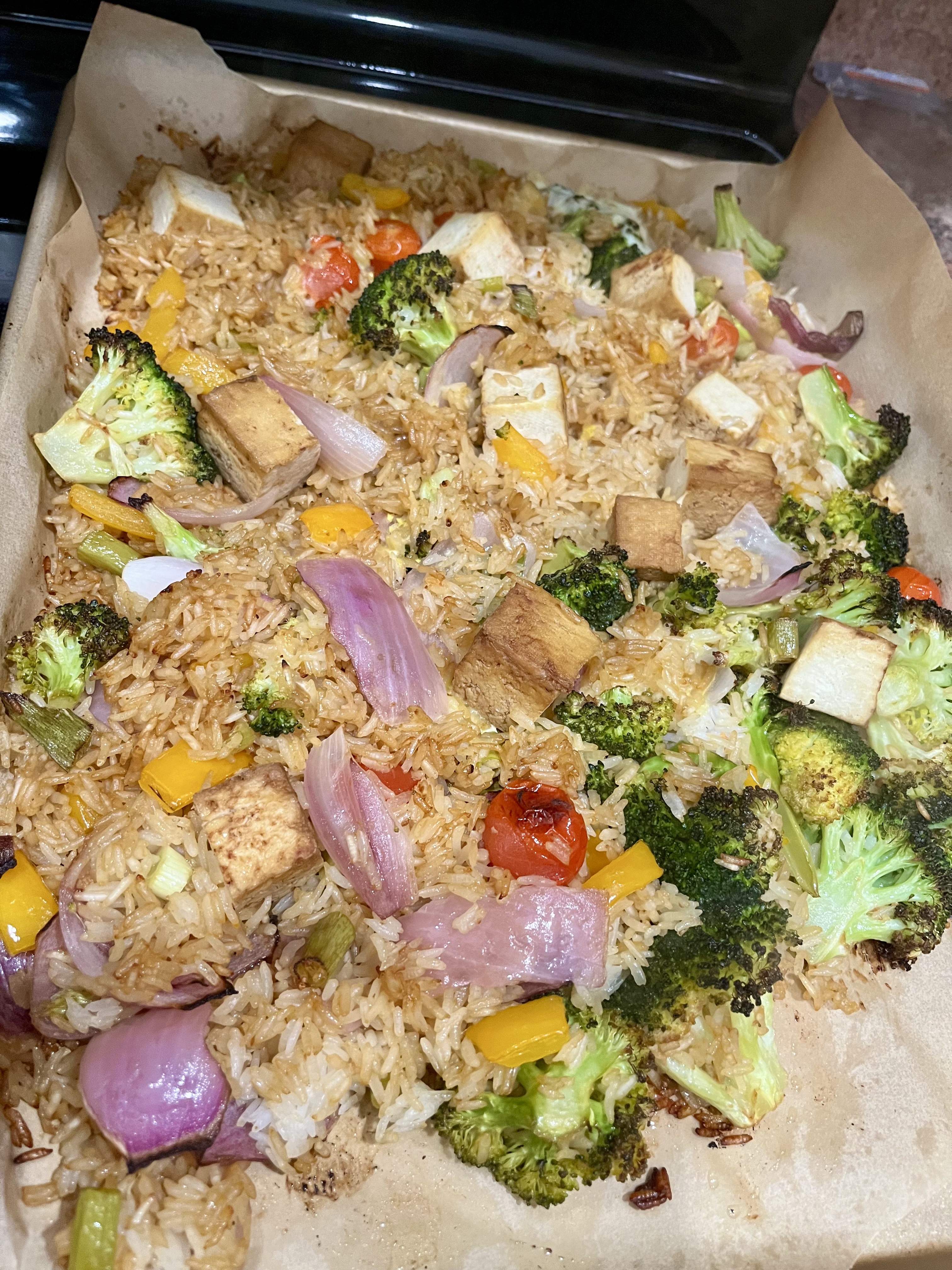 Sheet pan fried rice